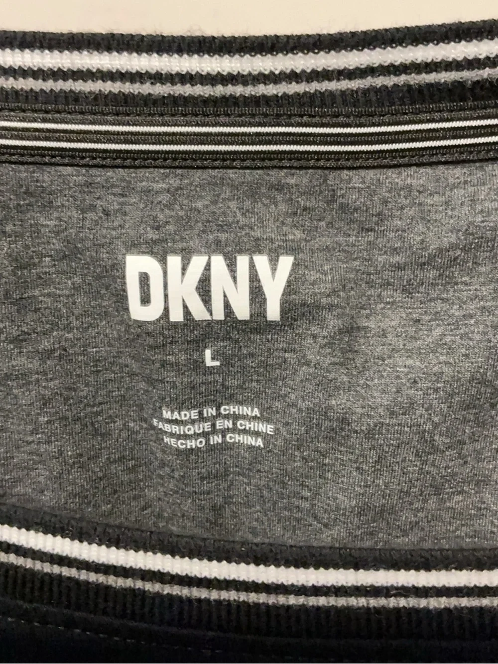 DKNY Black Short-Sleeve Crewneck Tee with Contrast Neck Trim